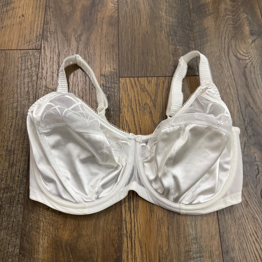 Elomi Cate Underwire Full Coverage Bra White Lace Satin 36H Sheer Fairy Wedding